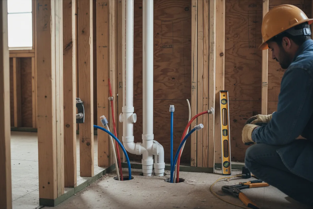 Drain and supply rough-in during Garbage Disposal Repair in Bellevue